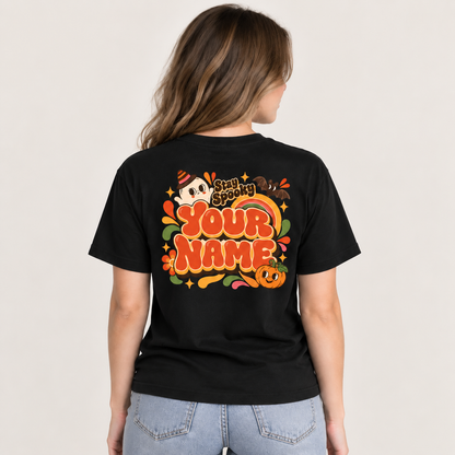 Stay Spooky Not Pukey Custom Name Shirt Vintage Retro Ghost Halloween T-Shirt