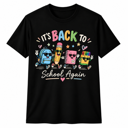Custom Back To School Again Teacher T-Shirt School Supplies Personalized Gift