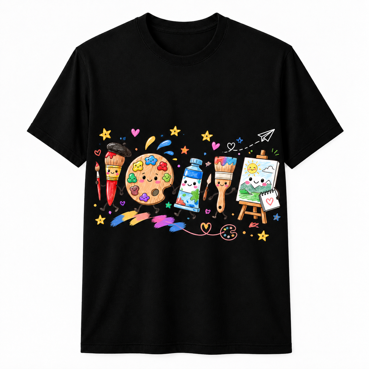 Custom Art Teacher T-Shirt Cute Paintbrush Palette Personalized Artist Gift