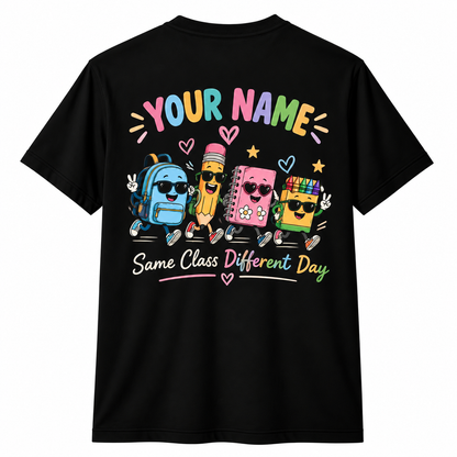 Custom Back To School Again Teacher T-Shirt School Supplies Personalized Gift