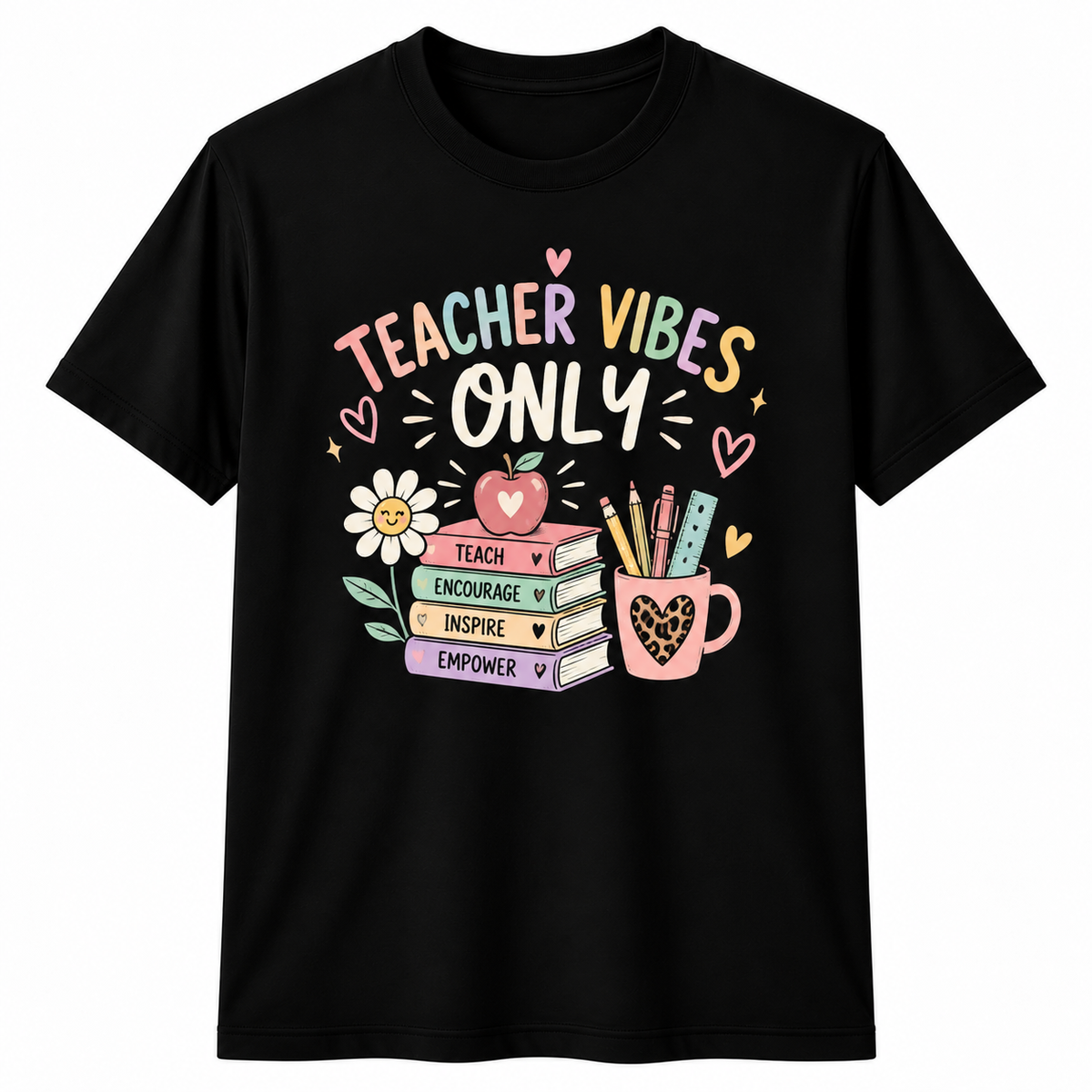 Personalized Teacher Shirt Teacher Vibes Only Books Glasses Custom Name Tee