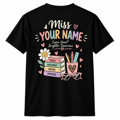 Personalized Teacher Shirt Teacher Vibes Only Books Glasses Custom Name Tee