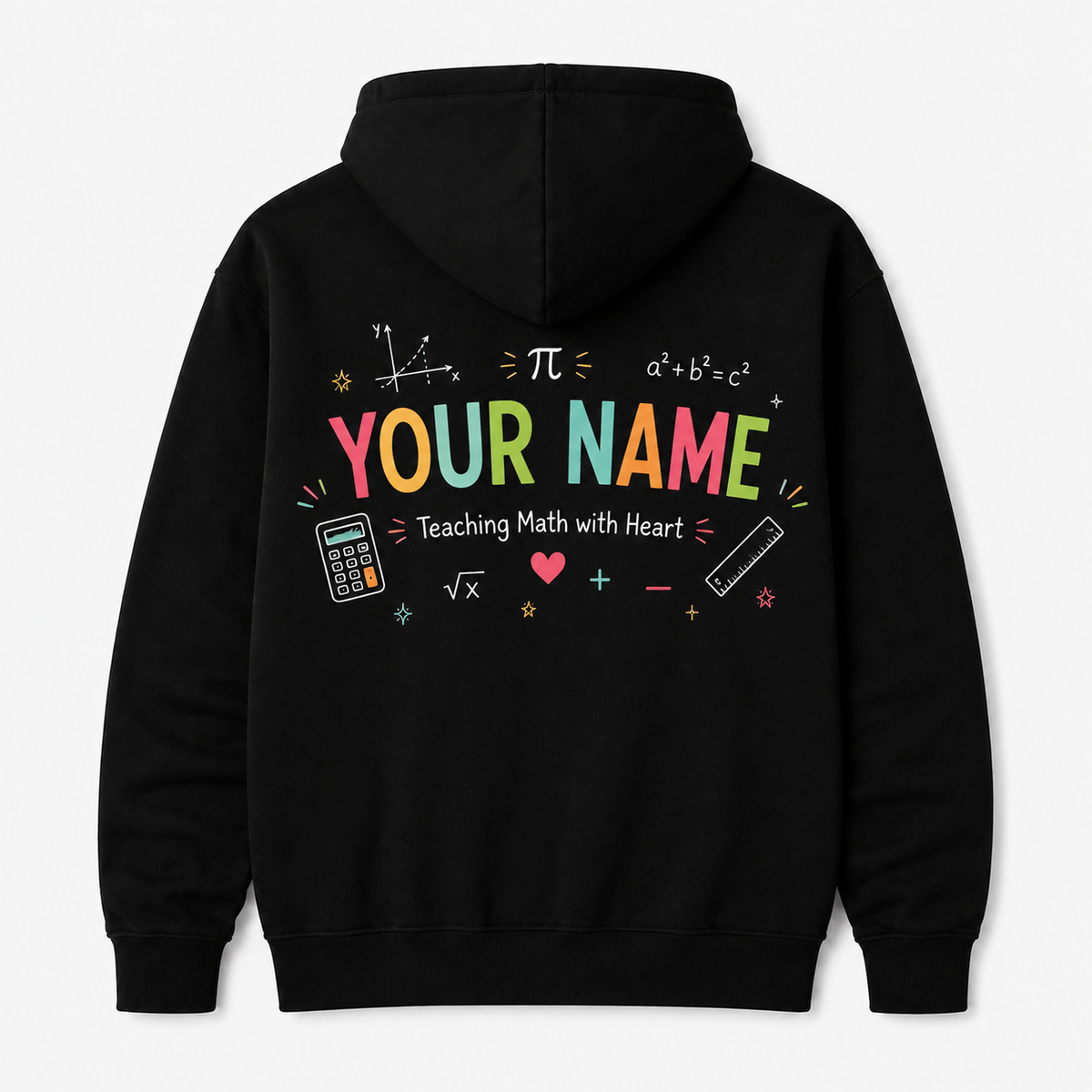 Personalized Math Teacher Hoodie Teaching Math With Heart Custom Name Gift