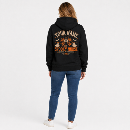 Spooky PICU Nurse Halloween Hoodie with Custom Name for Pediatric RN Gift