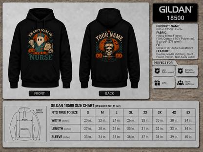 Personalized Nurse Halloween Hoodie | Custom Name Spooky Nurse Ghost Skeleton