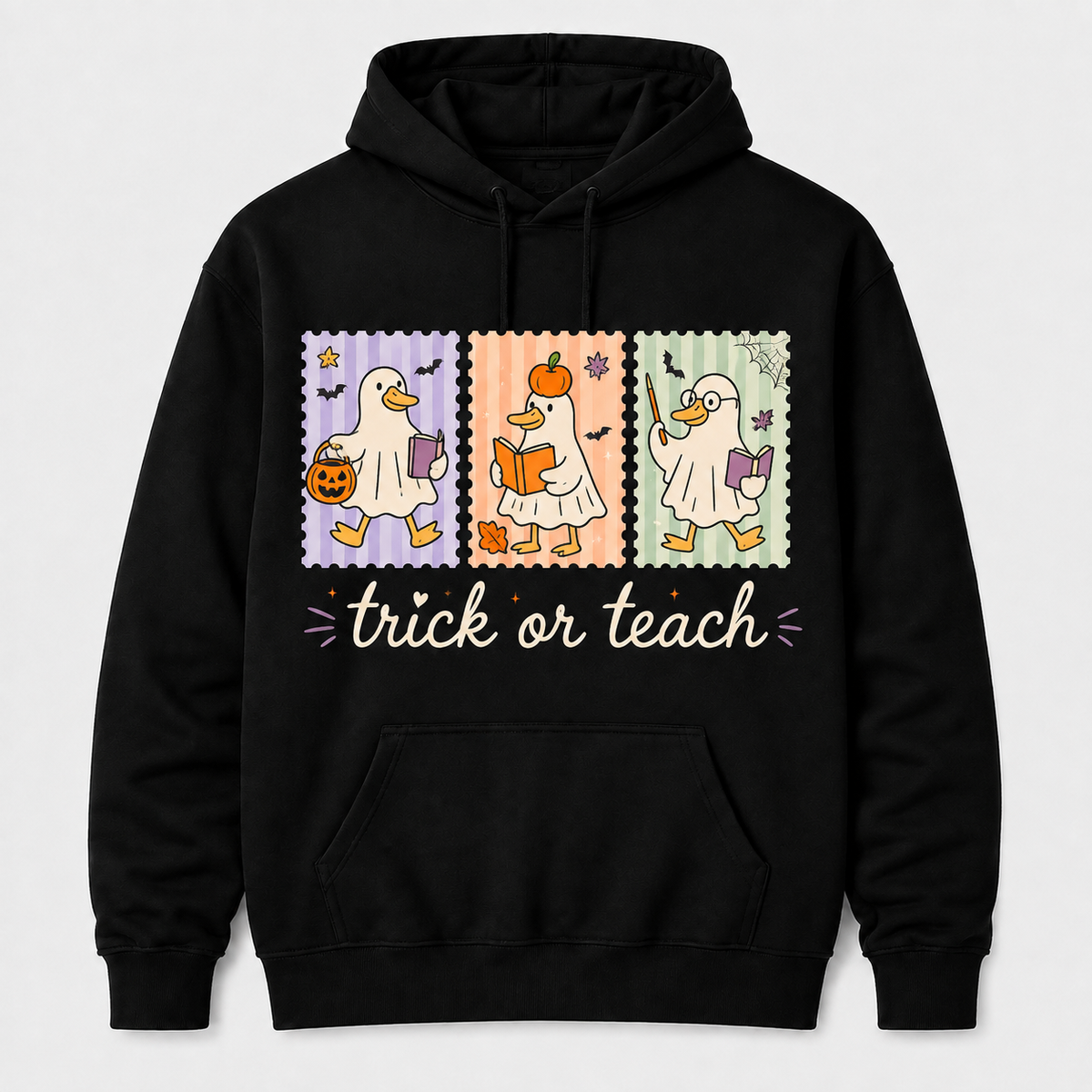 Custom Trick Or Teach Halloween Hoodie Teacher Ghost Goose Personalized Name