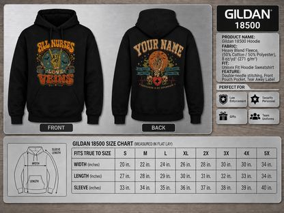 Personalized Nurse Hoodie, All Nurses Love Veins, Skeleton Graphic