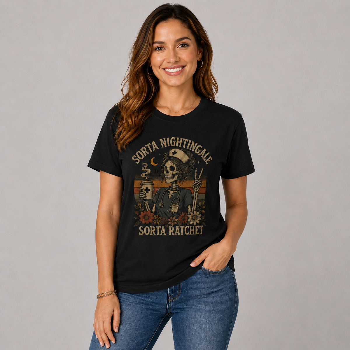 Sorta Nightingale Sorta Ratchet Nurse Skeleton Personalized T Shirt