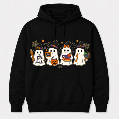 Personalized Halloween Teacher Hoodie Witch Ghost Trick Or Teach Custom Name