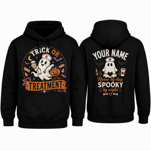 Nurse Ghost Halloween Hoodie Personalized Trick or Treatment Spooky Night