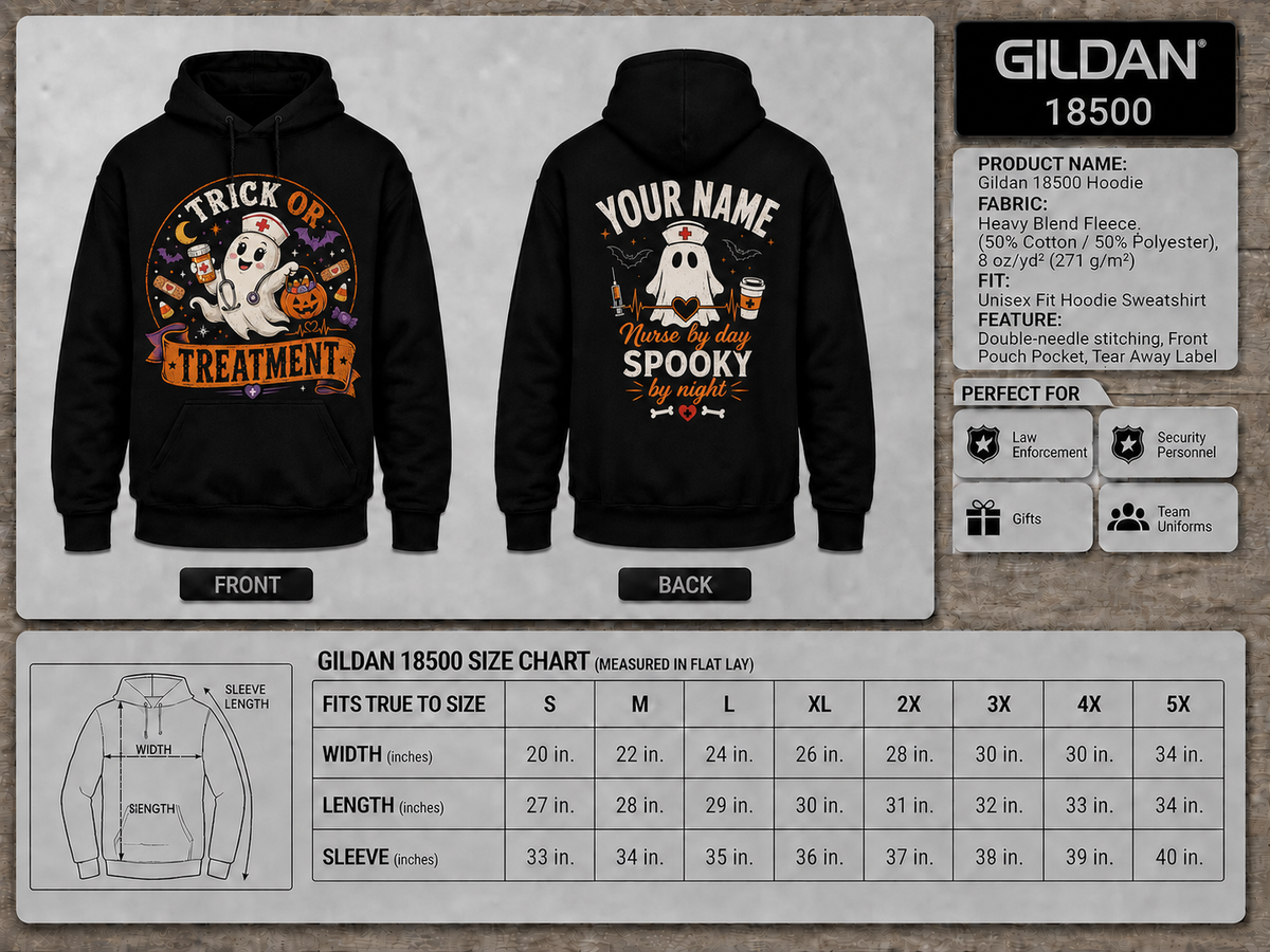 Nurse Ghost Halloween Hoodie Personalized Trick or Treatment Spooky Night