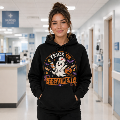 Nurse Ghost Halloween Hoodie Personalized Trick or Treatment Spooky Night