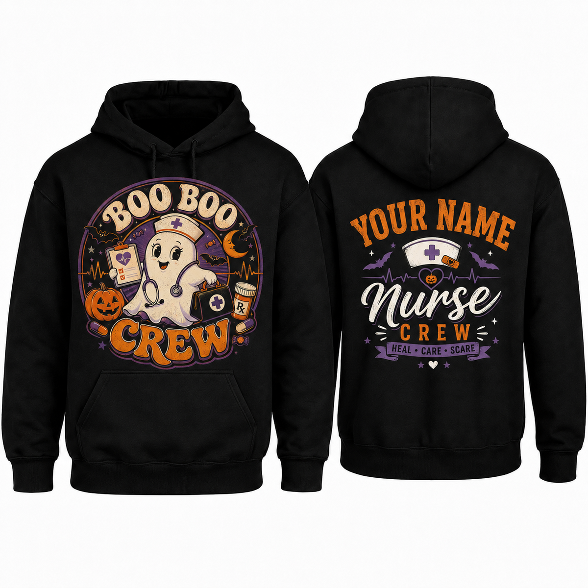 Nurse Halloween Hoodie Custom Ghost Boo Boo Crew Apparel for Women and Men
