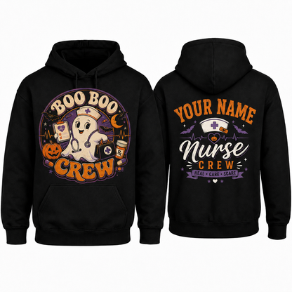 Nurse Halloween Hoodie Custom Ghost Boo Boo Crew Apparel for Women and Men
