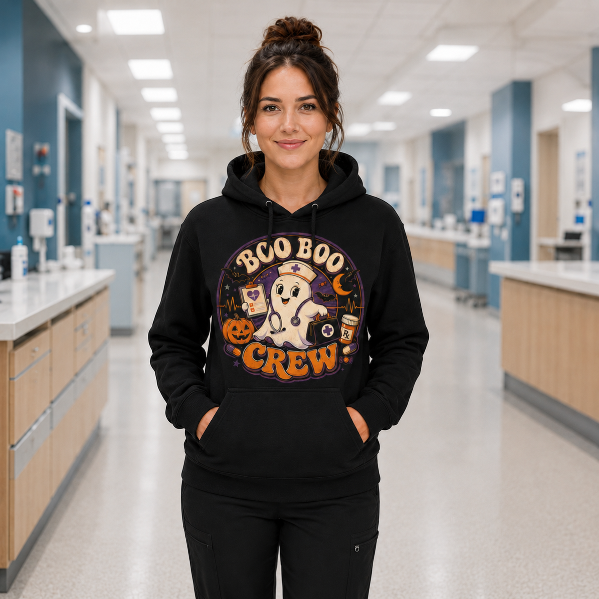 Nurse Halloween Hoodie Custom Ghost Boo Boo Crew Apparel for Women and Men