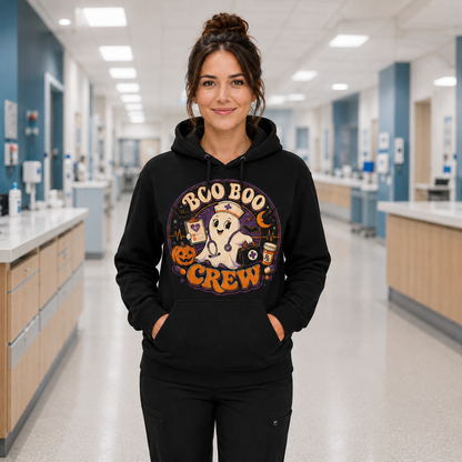 Nurse Halloween Hoodie Custom Ghost Boo Boo Crew Apparel for Women and Men
