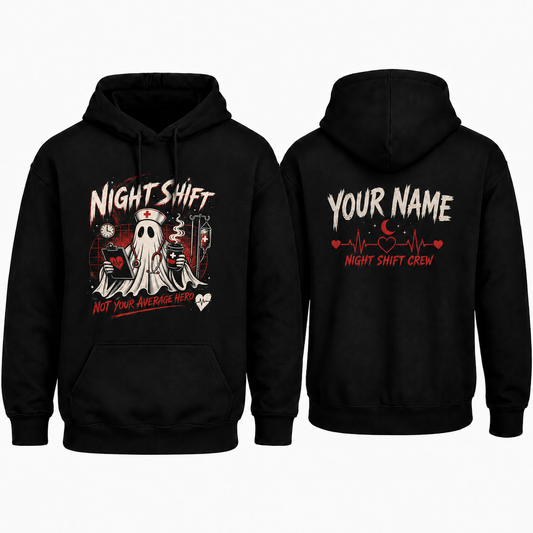 Ghost Nurse Night Shift Hoodie Personalized Custom Name for Healthcare Hero