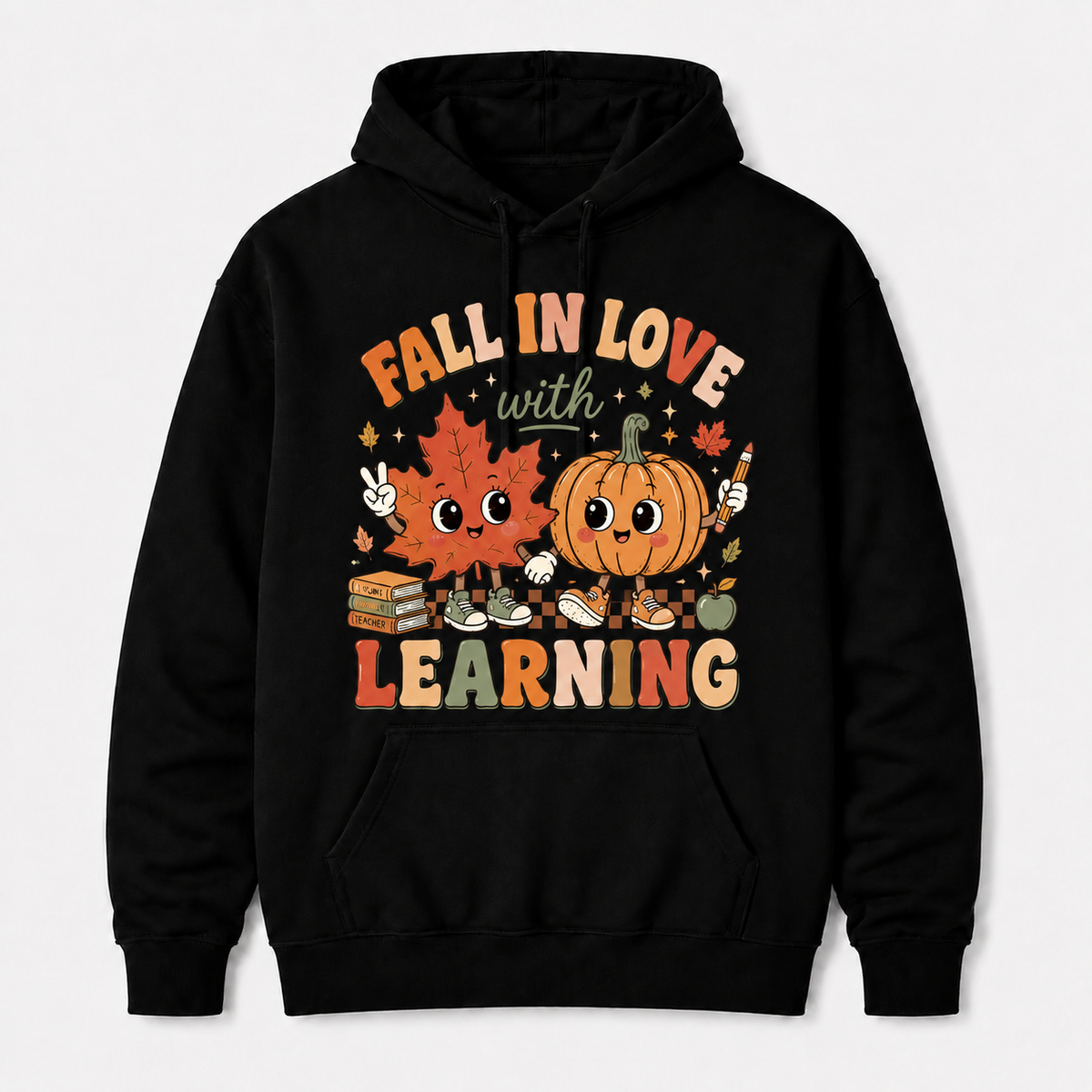 Custom Fall In Love With Learning Hoodie Pumpkin Teacher Personalized Name