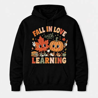 Custom Fall In Love With Learning Hoodie Pumpkin Teacher Personalized Name