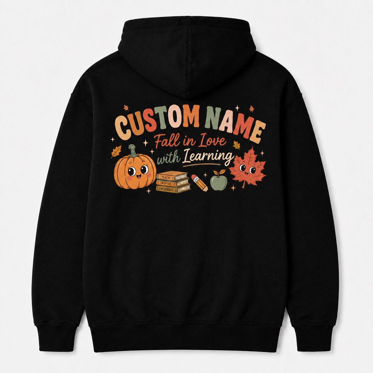 Custom Fall In Love With Learning Hoodie Pumpkin Teacher Personalized Name