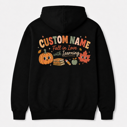 Custom Fall In Love With Learning Hoodie Pumpkin Teacher Personalized Name