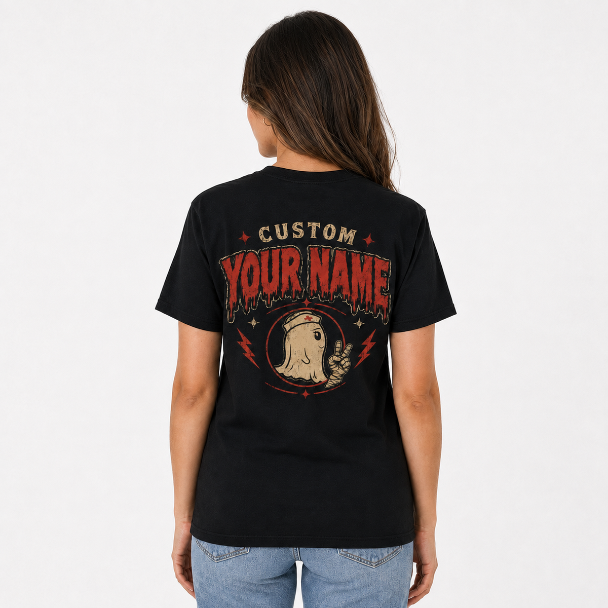 Personalized Ghost Nurse T Shirt for Halloween ED Boo Boo Crew Night Shift
