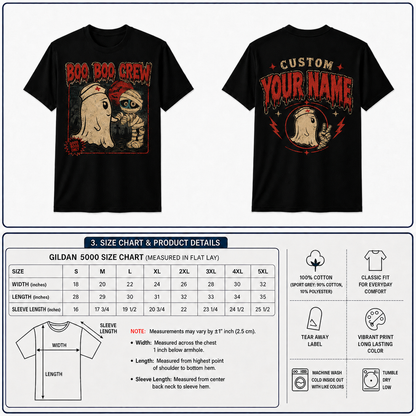 Boo Boo Crew Nurse Ghost Mummy Spooky Halloween Shirt with Custom Name
