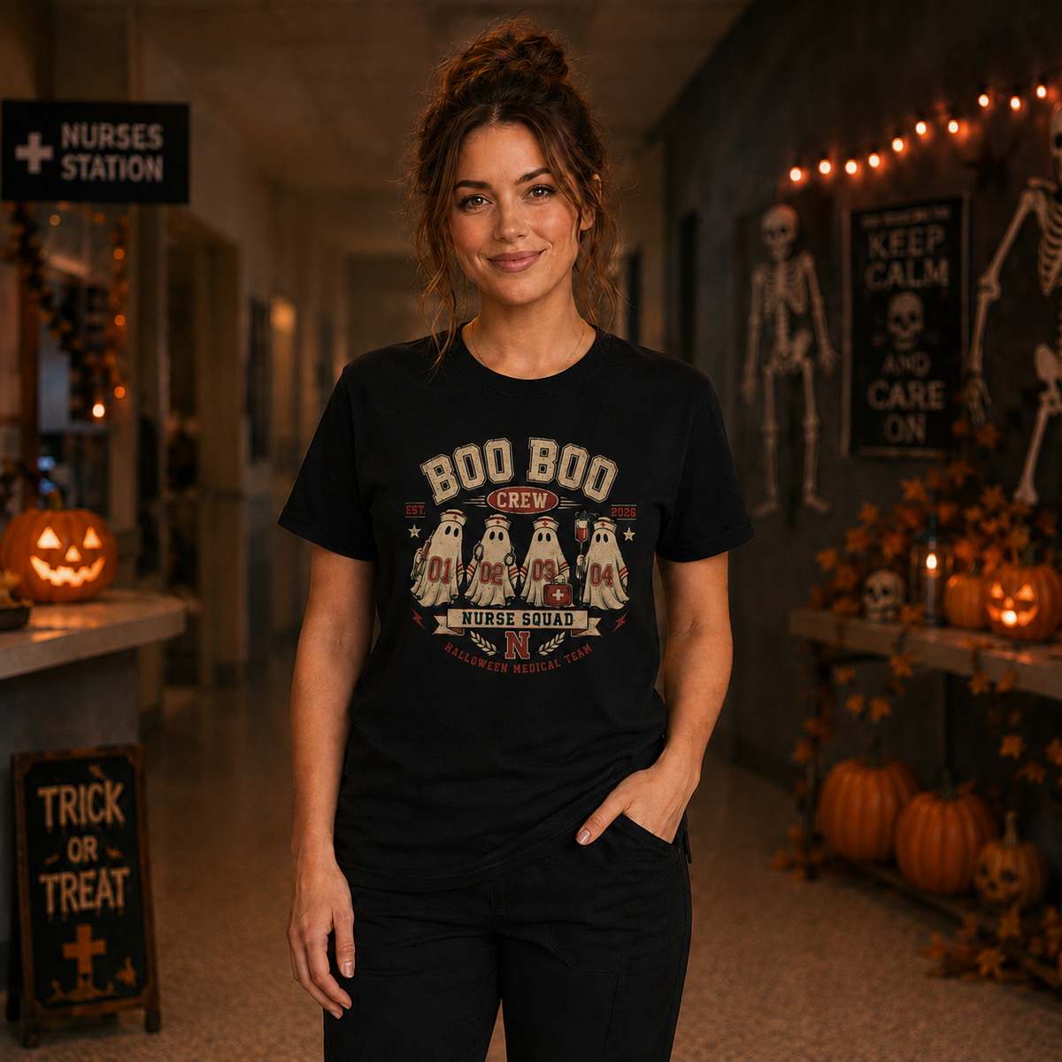 Halloween Ghost Nurse Squad T Shirt Custom Boo Boo Crew Medical Team Gift