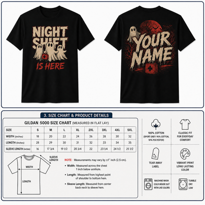 Custom Nurse Ghost Night Shift Shirt Cute Spooky Halloween Medical Crew Tee