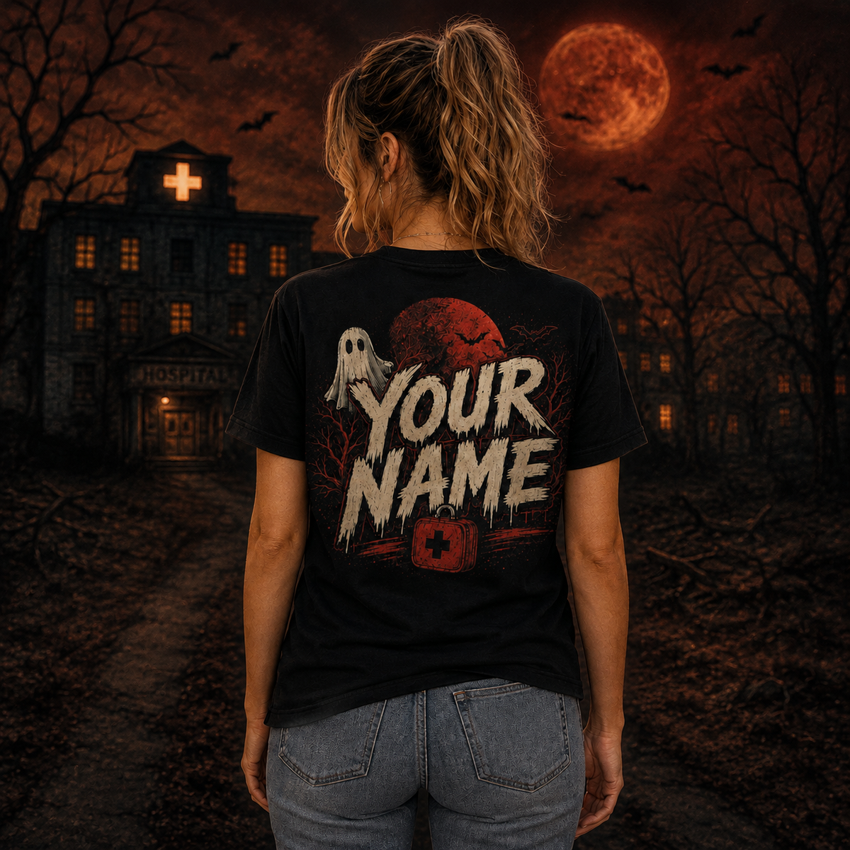 Custom Nurse Ghost Night Shift Shirt Cute Spooky Halloween Medical Crew Tee