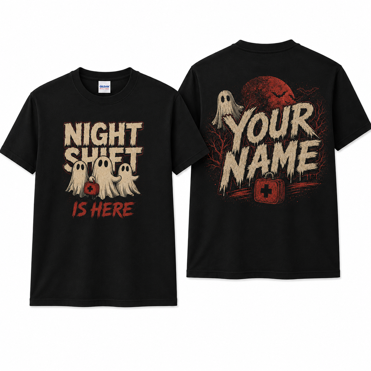Custom Nurse Ghost Night Shift Shirt Cute Spooky Halloween Medical Crew Tee