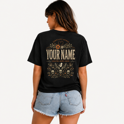 Custom Fertility Nurse Graphic T Shirt Vintage Floral Helping Hope Grow Tee