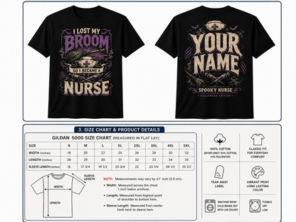 Spooky Nurse Halloween Shirt I Lost My Broom so I Became a Nurse Graphic