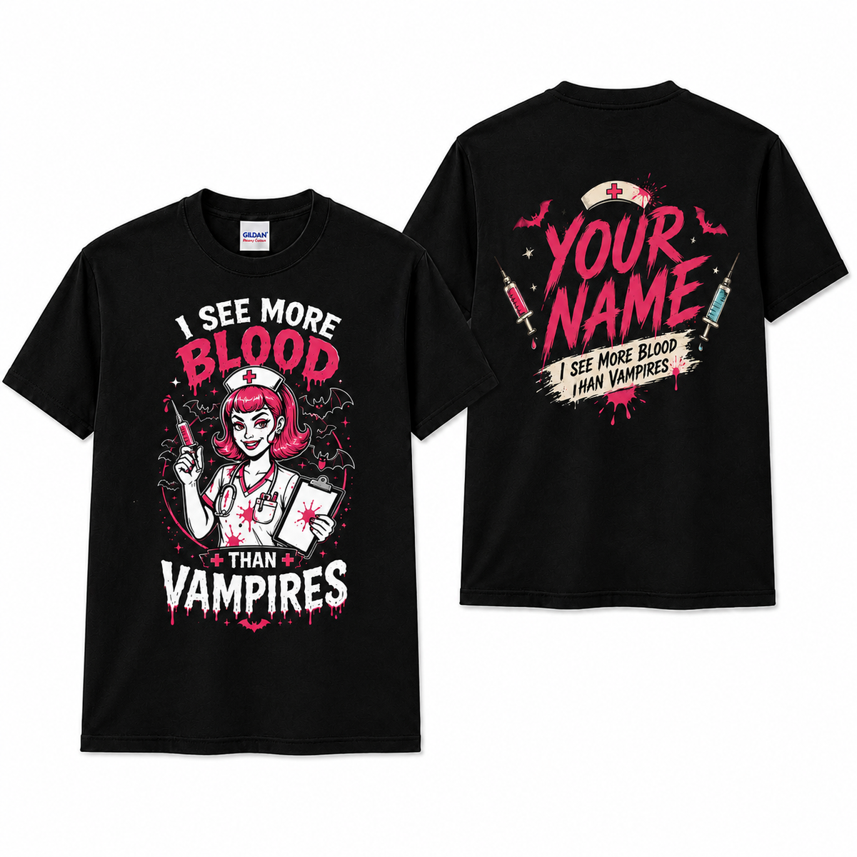 Personalized Nurse Shirt I See More Blood than Vampires Funny Halloween Tee