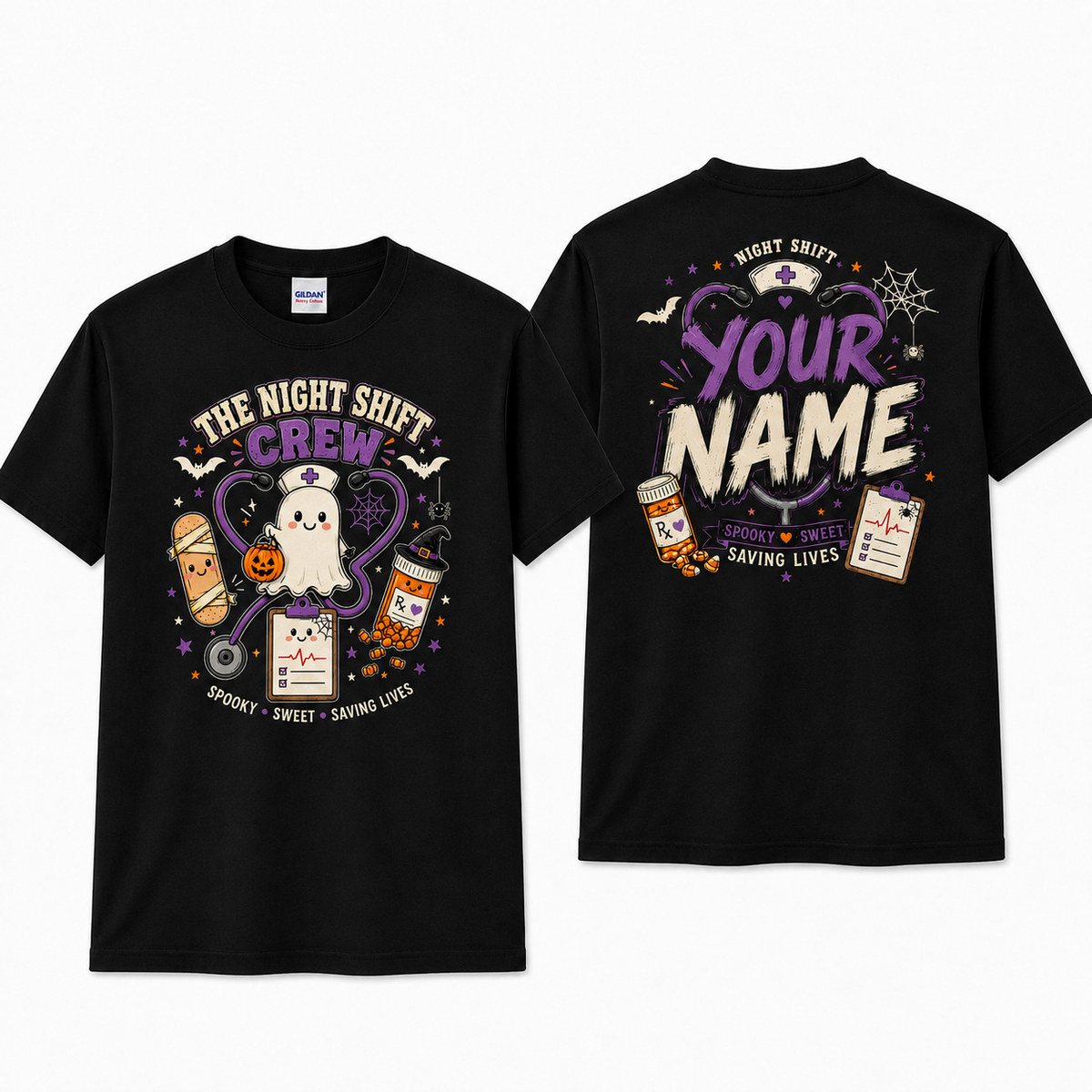 Personalized Nurse Halloween Shirt Ghost Night Shift Crew Spooky Cute Apparel