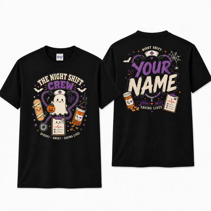 Personalized Nurse Halloween Shirt Ghost Night Shift Crew Spooky Cute Apparel