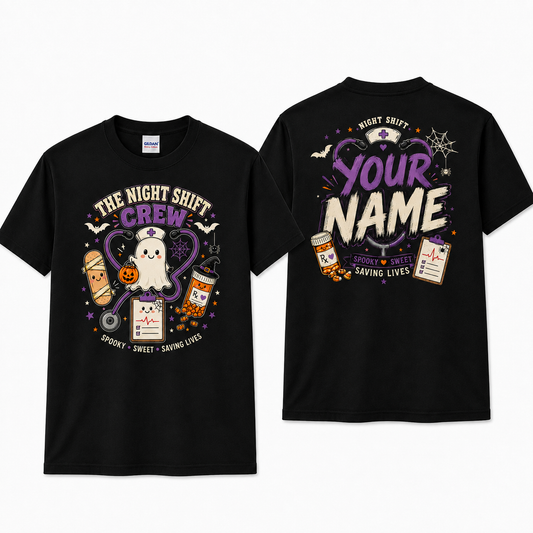 Personalized Nurse Halloween Shirt Ghost Night Shift Crew Spooky Cute Apparel
