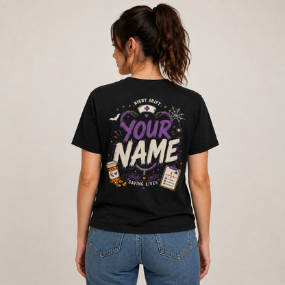 Personalized Nurse Halloween Shirt Ghost Night Shift Crew Spooky Cute Apparel
