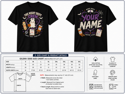 Personalized Nurse Halloween Shirt Ghost Night Shift Crew Spooky Cute Apparel