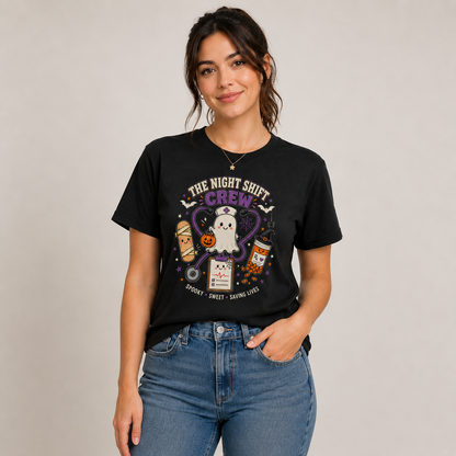 Personalized Nurse Halloween Shirt Ghost Night Shift Crew Spooky Cute Apparel
