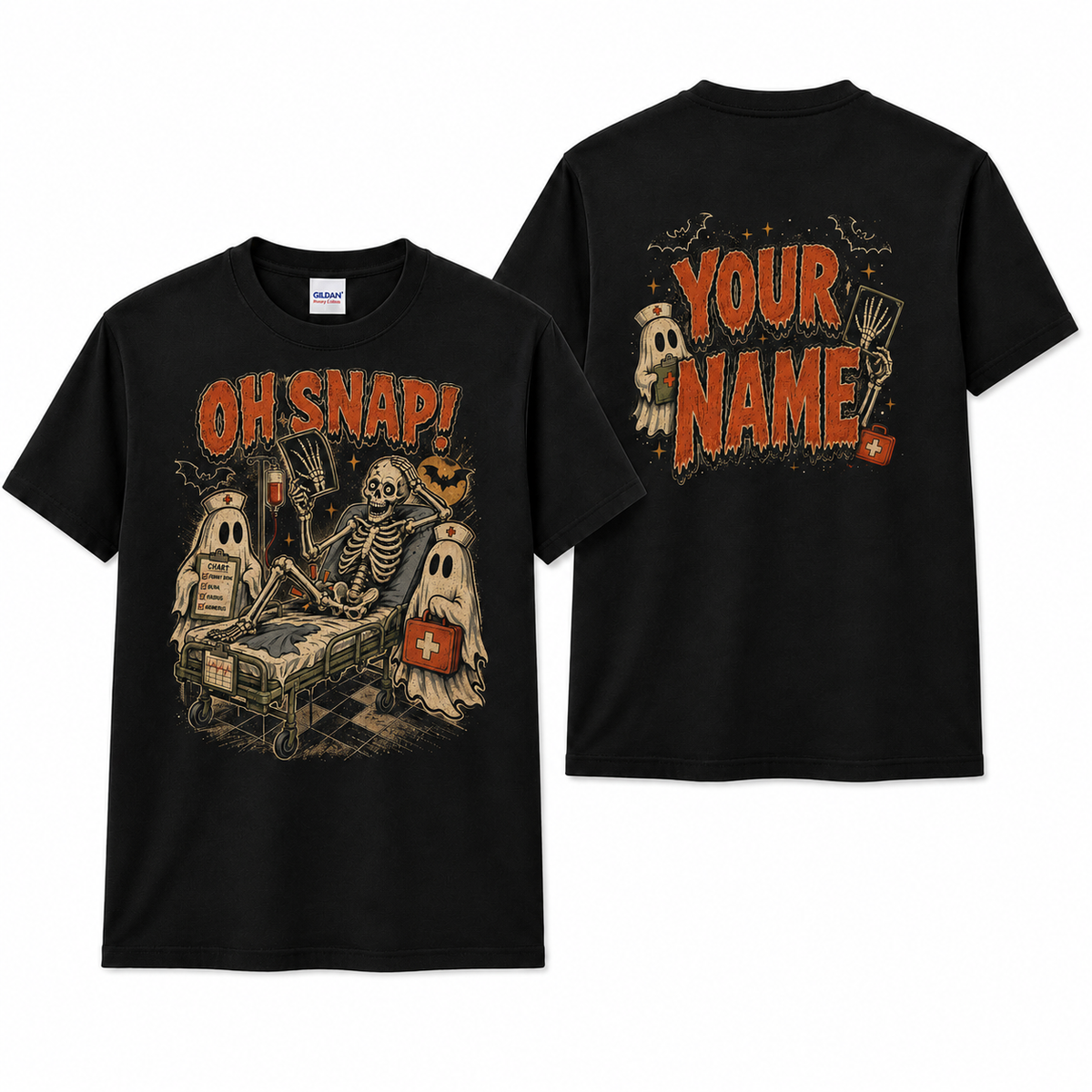 Skeleton X Ray Radiologist Halloween Shirt with Custom Ghost Nurse Tee