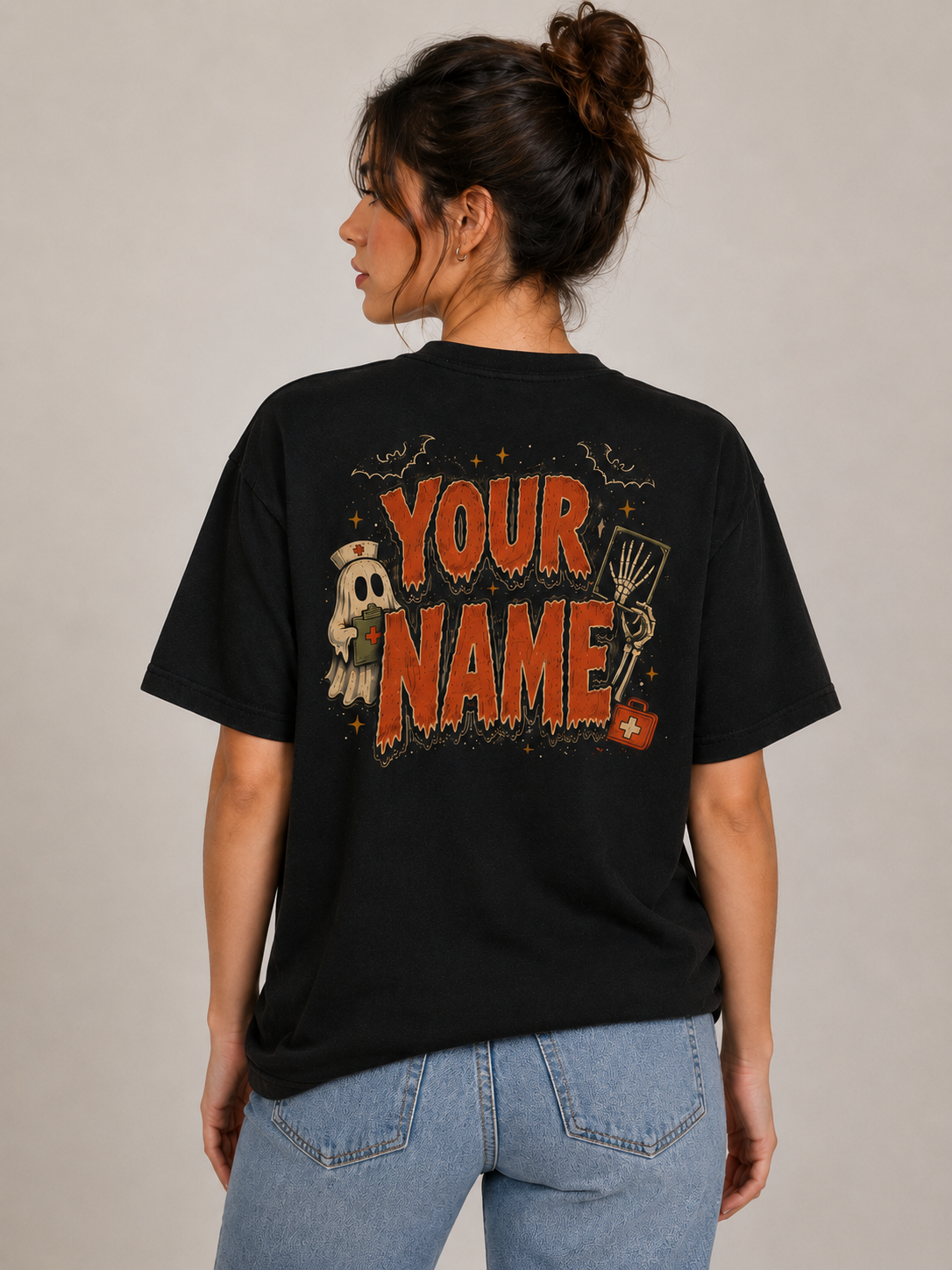 Skeleton X Ray Radiologist Halloween Shirt with Custom Ghost Nurse Tee