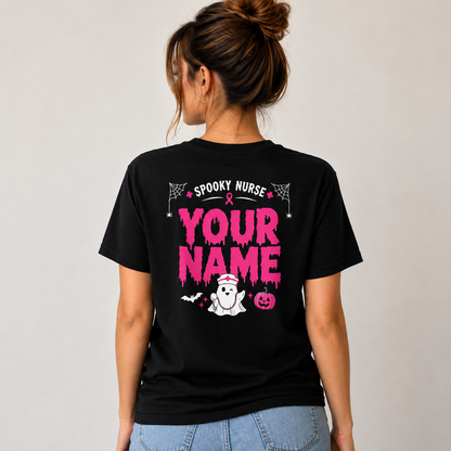 In October We Wear Pink Custom Nurse Ghost Halloween T Shirt