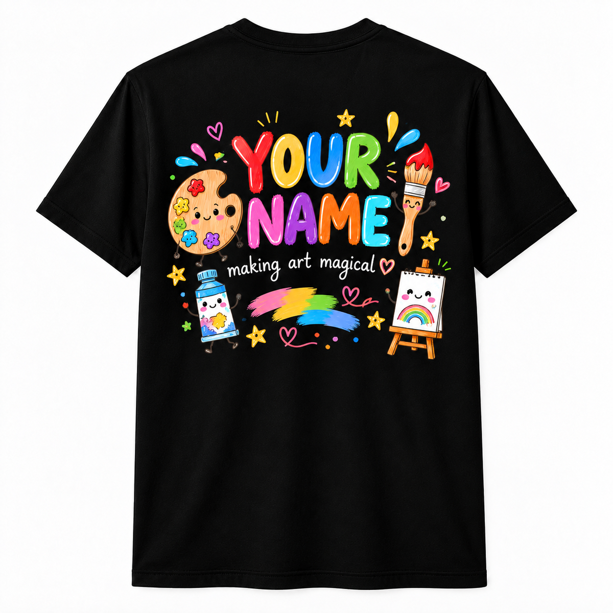 Custom Art Teacher T-Shirt Cute Paintbrush Palette Personalized Artist Gift