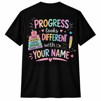 Personalized Teacher Shirt Progress Over Perfection SPED Custom Name Tee