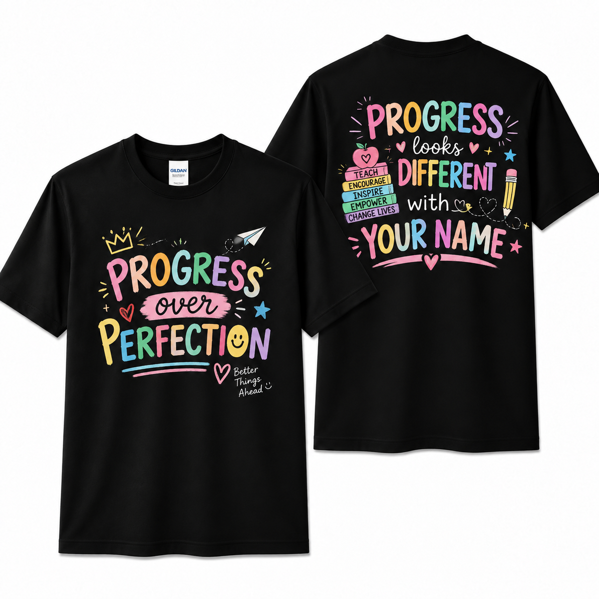 Personalized Teacher Shirt Progress Over Perfection SPED Custom Name Tee