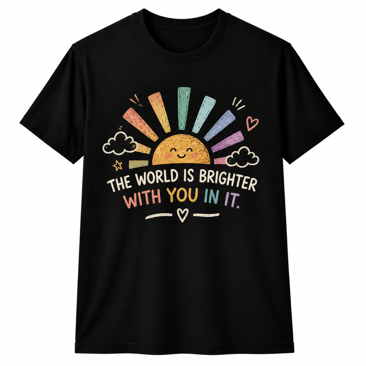 Custom The World Is Brighter Teacher T-Shirt Sunshine Personalized Name Gift