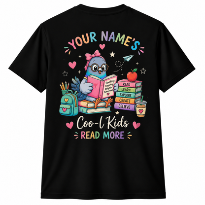 Custom Coo-l Kids Read More Pigeon Teacher T-Shirt Personalized Name Gift