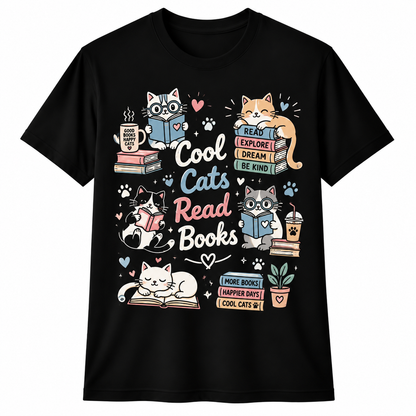 Personalized Teacher Shirt Cool Cats Read Books Cat Book Lover Custom Name Tee