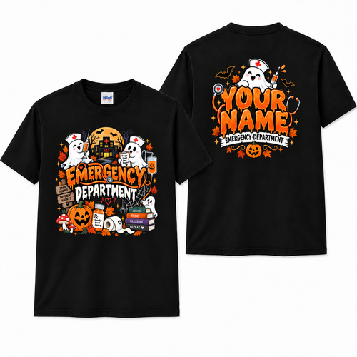 Custom Emergency Department Halloween T-Shirt Cute Ghost Nurse Gift Shirt